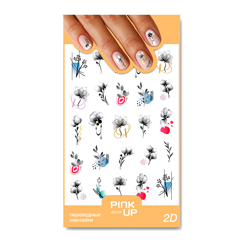 

Наклейки для ногтей PINK UP DECOR 2D переводные тон 56