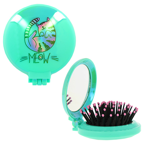 

Расческа для волос LADY PINK MEOW с зеркалом мятная