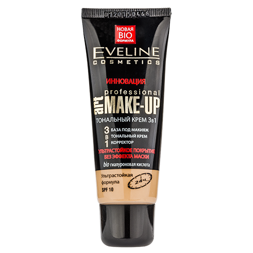 Крем тональный для лица `EVELINE` ART PROFESSIONAL MAKE-UP 3 в 1 ультрастойкий тон слоновая кость