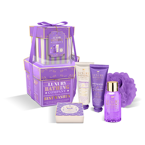 

Набор подарочный женский THE LUXURY BATHING BY GRACE COLE LAVENDER & HONEYSUCKLE гель для душа 50 мл, крем для тела 50 мл, крем для рук и ногтей 50 мл, мыло 100 г, мочалка
