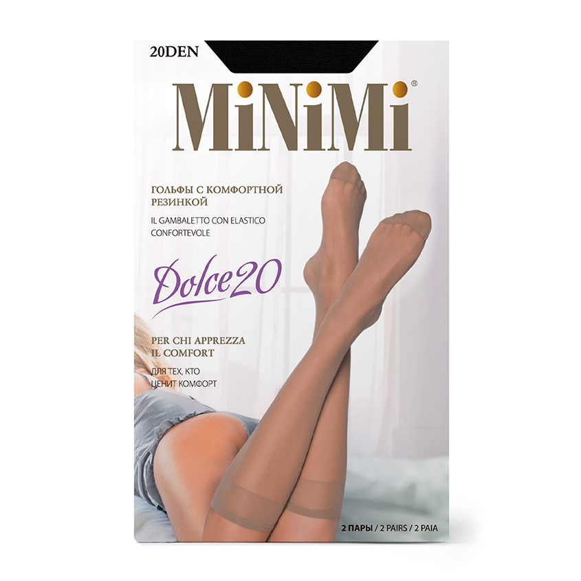 Гольфы женские MINIMI DOLCE 20 den Nero 2 пары детские летние гольфы для девочек тонкие мягкие однотонные гольфы