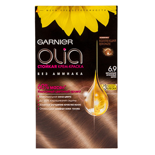 

Краска для волос GARNIER OLIA тон 6.9 Мерцающий бронзовый шатен