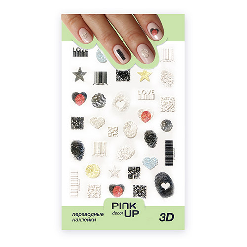

Наклейки для ногтей PINK UP DECOR 3D переводные тон 694