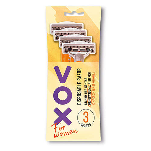 

Станок для бритья одноразовый VOX FOR WOMEN 3 лезвия 4 шт