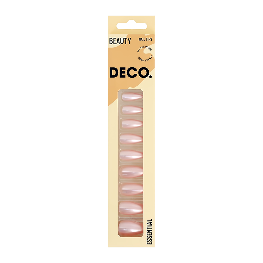 Набор накладных ногтей с клеевыми стикерами DECO. ESSENTIAL shiny rose 24 шт + клеевые стикеры 24 шт