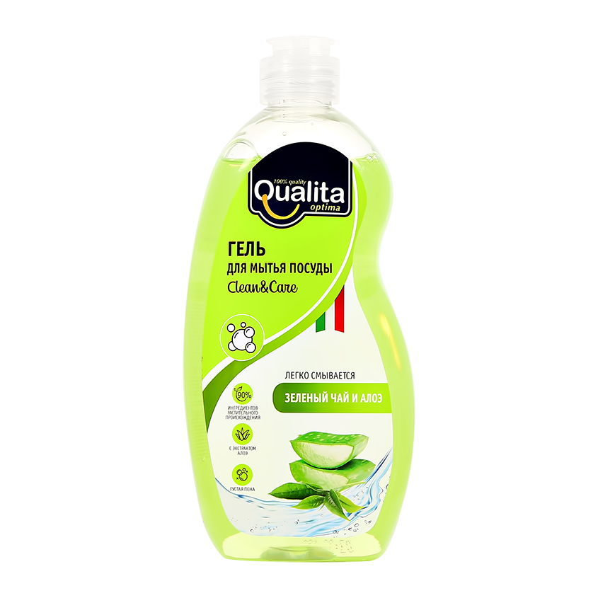 QUALITA Средство для мытья посуды QUALITA GREEN TEA&ALOE 500 мл