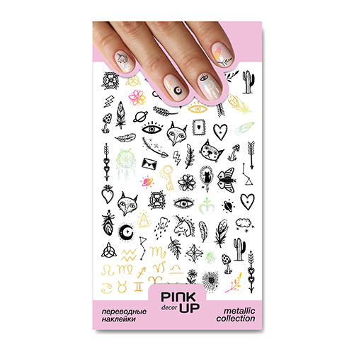 Наклейки для ногтей PINK UP DECOR METALLIС переводные тон 833