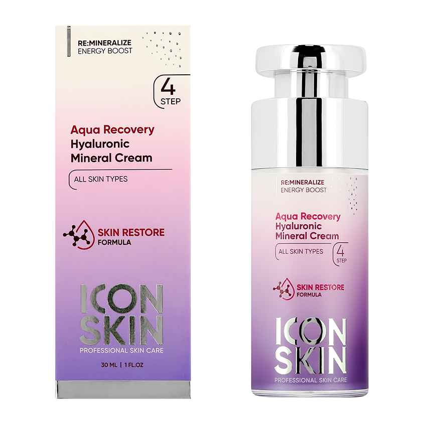 ICON SKIN Крем для лица ICON SKIN AQUA RECOVERY с минералами и гиалуроновой кислотой 30 мл крем увлажняющий с гиалуроновой кислотой и минералами icon skin aqua recovery 30 мл