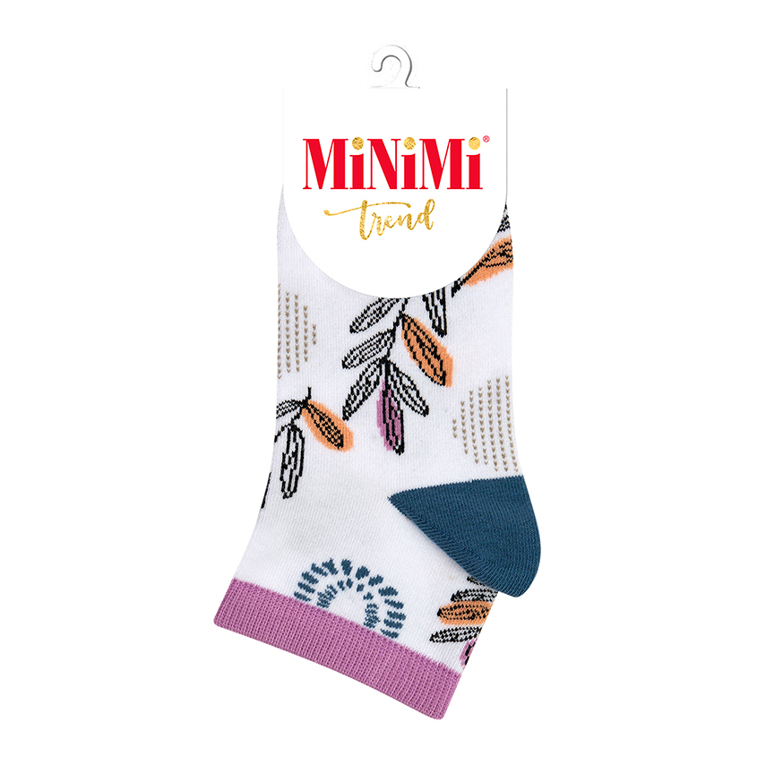 Носки женские `MINIMI` MINI TREND Листья Bianco/Jeans 39-41