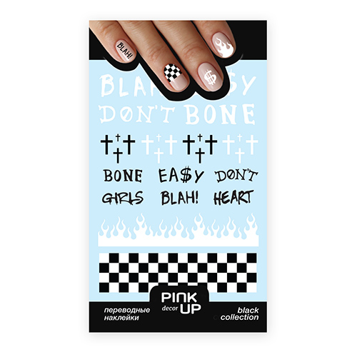 

Наклейки для ногтей PINK UP DECOR BLACK AND WHITE переводные тон 686