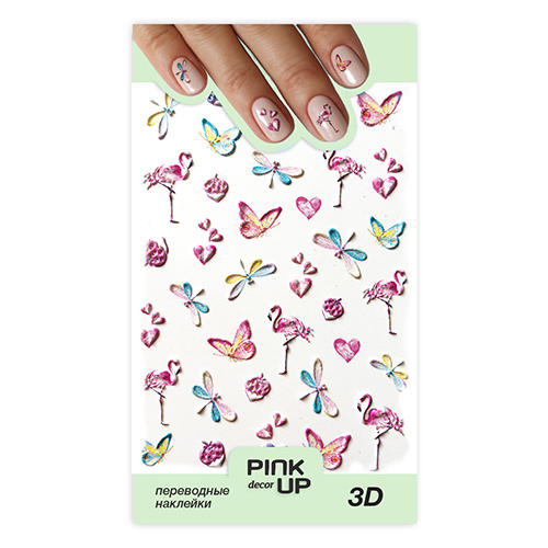 Наклейки для ногтей PINK UP DECOR 3D переводные тон 653