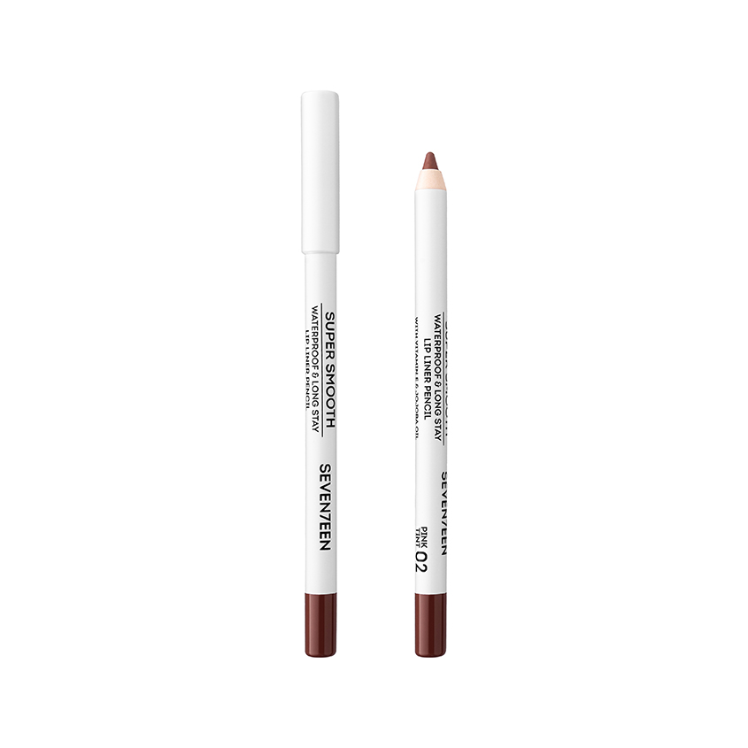 Карандаш для губ SEVENTEEN SUPER SMOOTH W/P LIP LINER водойстойкий с витамином Е тон 02 Розовый