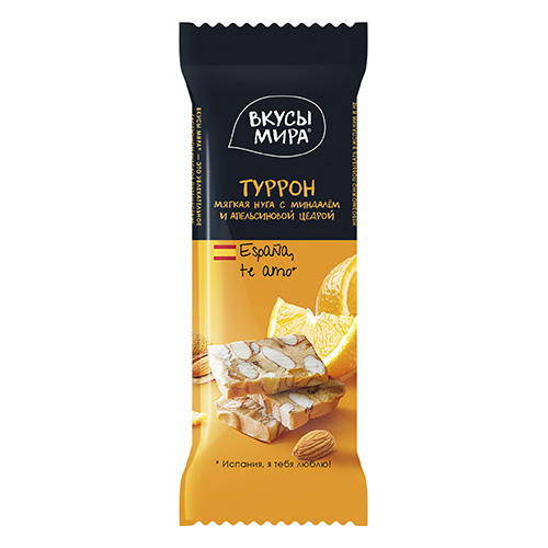 

Батончик Туррон ВКУСЫ МИРА Миндаль-апельсин 25 г