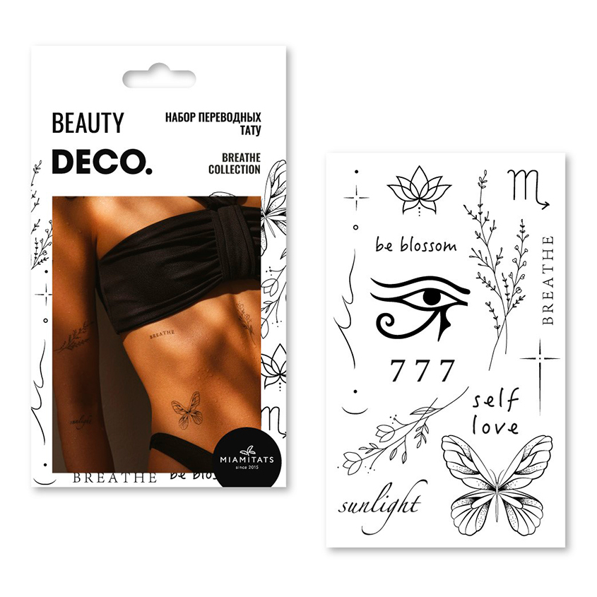 Набор татуировок для тела `DECO.` BREATHE by Miami tattoos переводные (Sign)