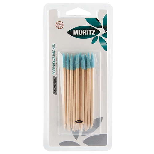 

Палочки для кутикулы MORITZ из натурального дерева с абразивным наконечником 10 шт