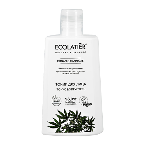 ECOLATIER Тоник для лица ECOLATIER ORGANIC CANNABIS тонус и упругость 250 мл сыворотка корректор для лица и шеи и зоны декольте ecolatier organic cannabis тонус