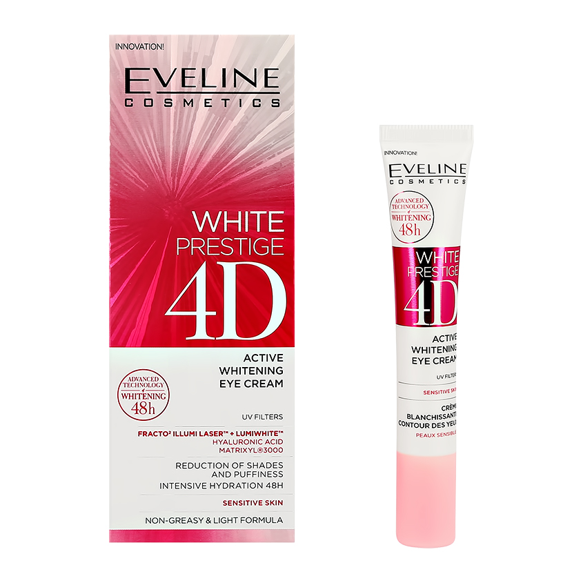 EVELINE Крем для кожи вокруг глаз EVELINE WHITE PRESTIGE 4D осветляющий 20 мл крем для рук eveline white prestige 4d осветляющий 100 мл