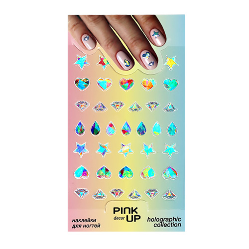 

Наклейки для ногтей PINK UP DECOR HOLOGRAPHY переводные тон 819