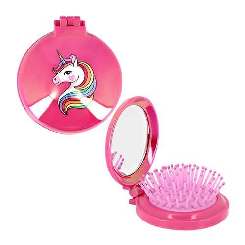 

Расческа для волос MISS PINKY с зеркалом складная с принтом малиновый единорог
