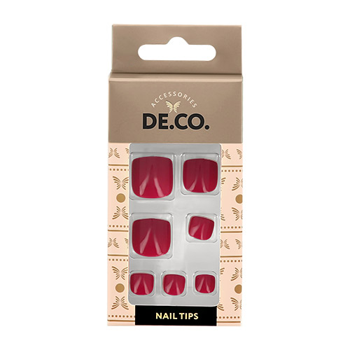 

Набор накладных ногтей для педикюра DECO. ESSENTIAL Raspberry 24 шт+ клеевые стикеры 24 шт