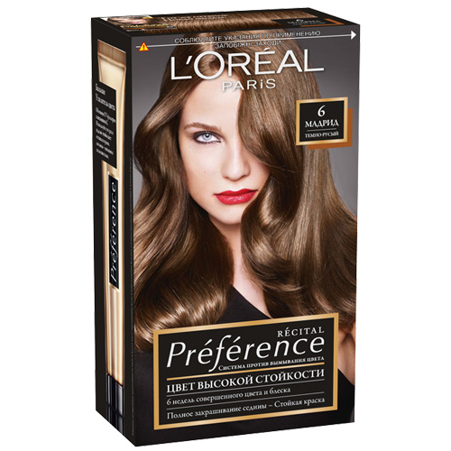 

Краска для волос LOREAL PREFERENCE тон 6 Мадрид темно-русый