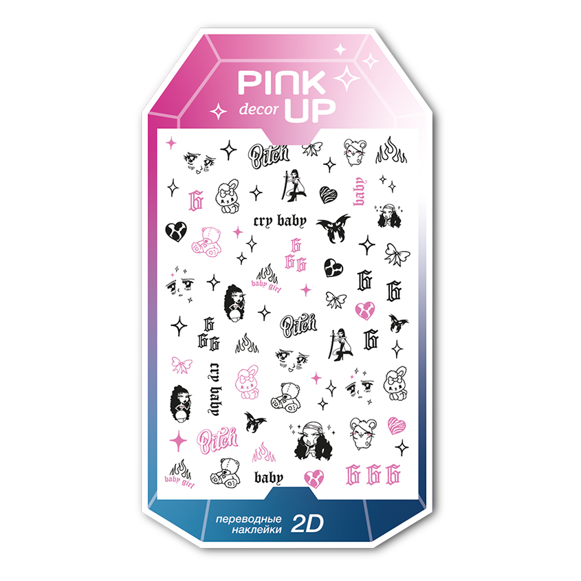 Наклейки для ногтей `PINK UP` `DECOR` 2D переводные тон 50