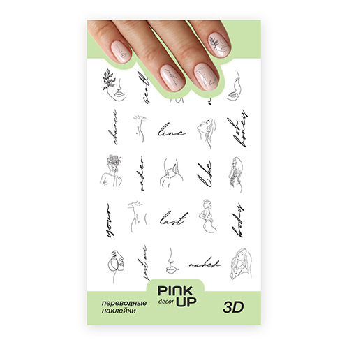 

Наклейки для ногтей PINK UP DECOR 3D переводные тон 777