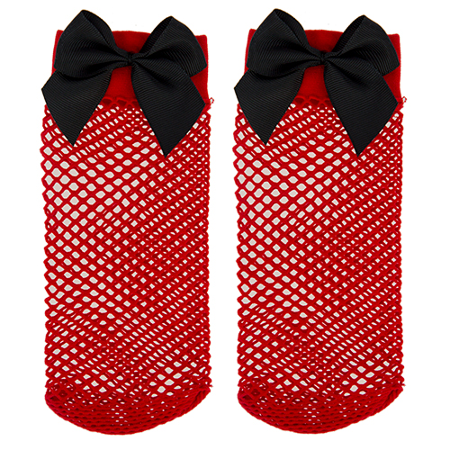 

Носки женские SOCKS сетка с бантиком red