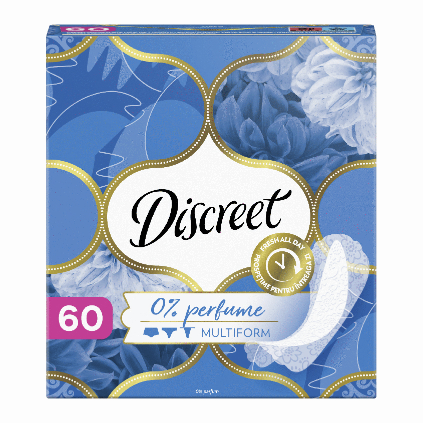 Прокладки ежедневные DISCREET No Perfume 60 шт, Прокладки