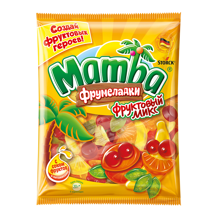 Жевательный мармелад `MAMBA` фруктовый микс 140 г