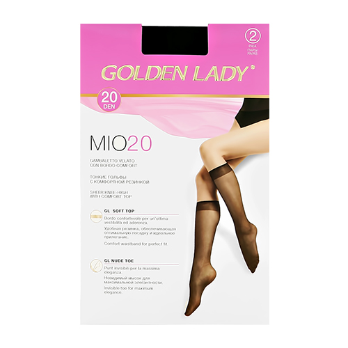 GOLDEN LADY Гольфы женские GOLDEN LADY MIO 20 den Nero 2 пары цена и фото