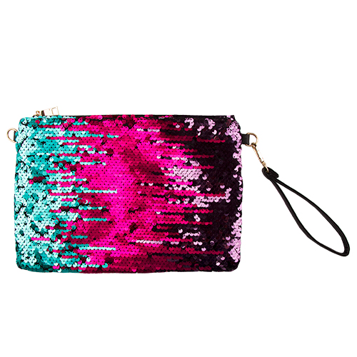 Клатч `LADY PINK` SHINE ON с пайетками розово-синий