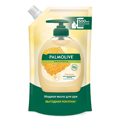 

Мыло жидкое PALMOLIVE НАТУРЭЛЬ Молоко и Мед сменный блок 500 мл