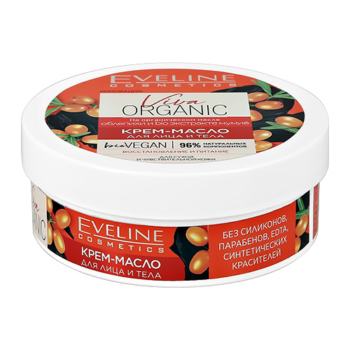 

Крем-масло для лица и тела EVELINE VIVA ORGANIC с маслом облепихи и экстрактом мумие восстановление и питание 200 мл