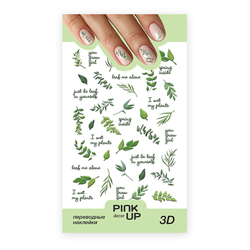 

Наклейки для ногтей PINK UP DECOR 3D переводные тон 772