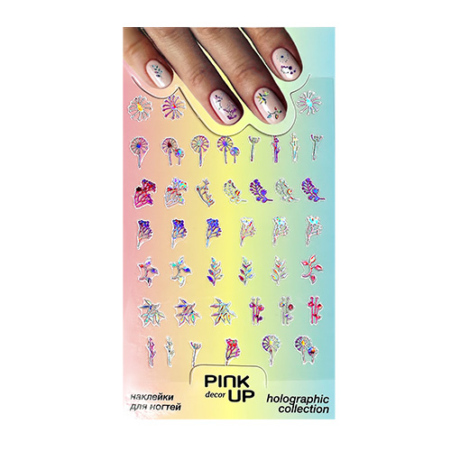 Наклейки для ногтей PINK UP DECOR HOLOGRAPHY переводные тон 822
