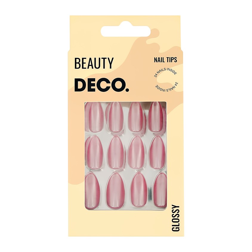 Набор накладных ногтей с клеевыми стикерами DECO. GLOSSY rose shine 24 шт + клеевые стикеры 24 шт