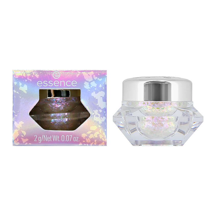 Тени-топер для век ESSENCE MULTICHROME FLAKES c глиттером тон 01 Galactic vibes тени для век multichrome flakes topper sombra de ojos essence 2 г 01 galactic vibes