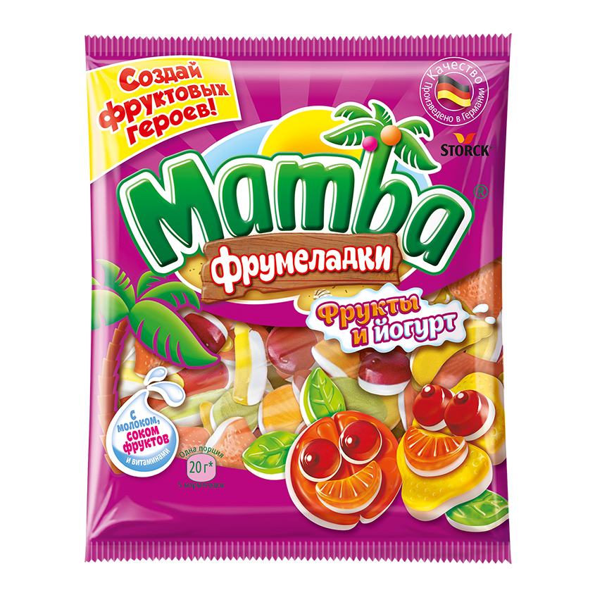 Жевательный мармелад MAMBA фрукты и йогурт 140 г