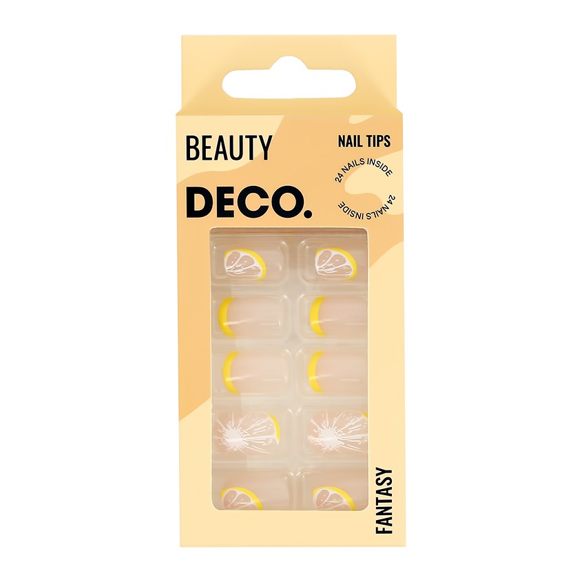 Набор накладных ногтей с клеевыми стикерами `DECO.` FANTASY lemon (24 шт + клеевые стикеры 24 шт)