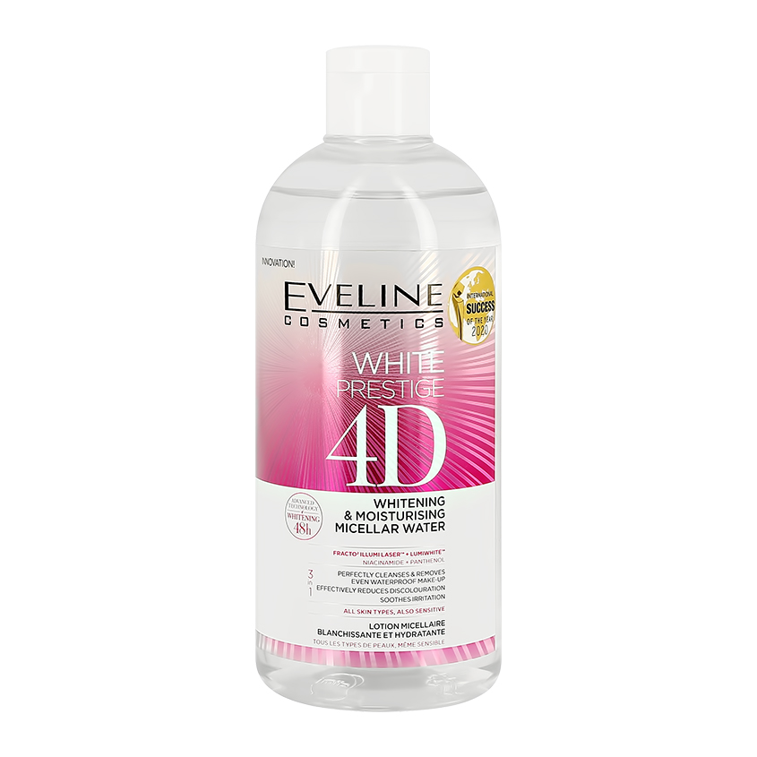 

Мицеллярная вода EVELINE WHITE PRESTIGE 4D осветляюще-увлажняющая 400 мл