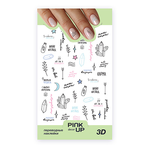 

Наклейки для ногтей PINK UP DECOR 3D переводные тон 712