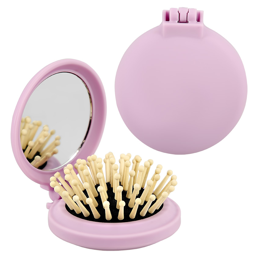 LADY PINK Расческа для волос с зеркалом LADY PINK с деревянными зубчиками фиолетовая