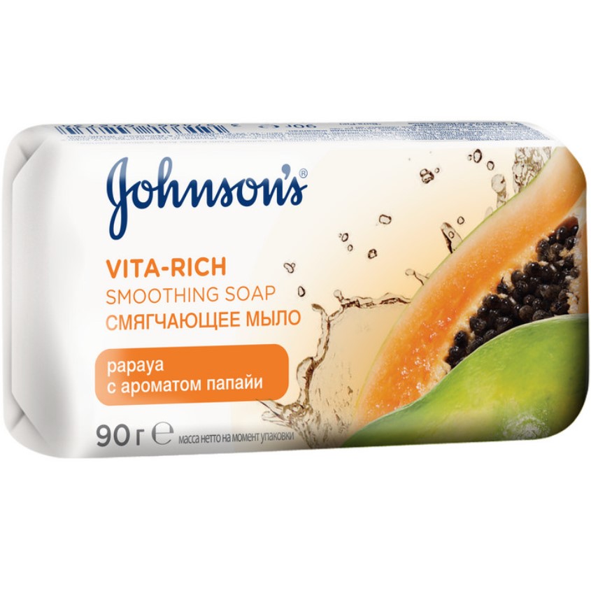 Мыло твердое JOHNSONS VITA-RICH смягчающее с экстрактом папайи 90 г