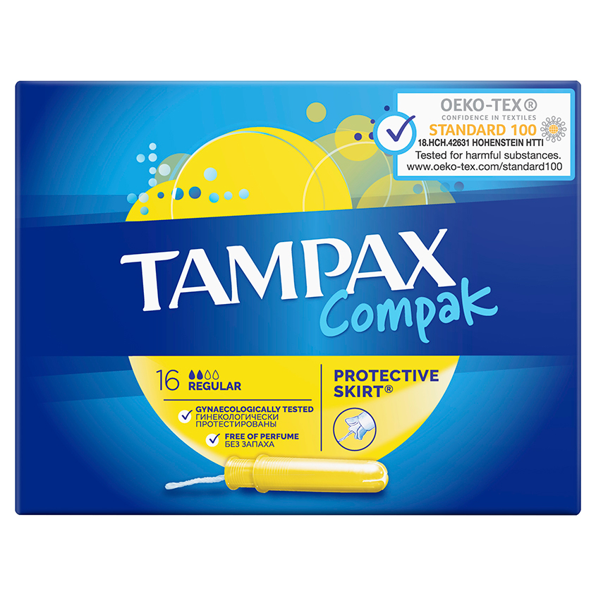 Тампоны с аппликатором TAMPAX Regular Compact 16 шт тампоны tampax compak super plus duo 16шт