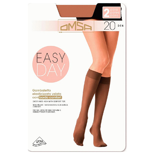 OMSA Гольфы женские OMSA EASY DAY 20 den р-р M/L 3/4 Caramello 2 пары