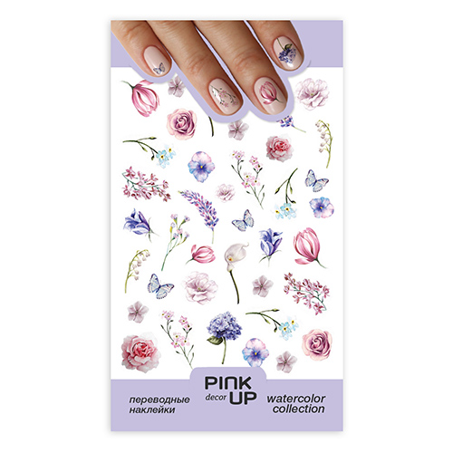 

Наклейки для ногтей PINK UP DECOR WATERCOLOR переводные тон 628