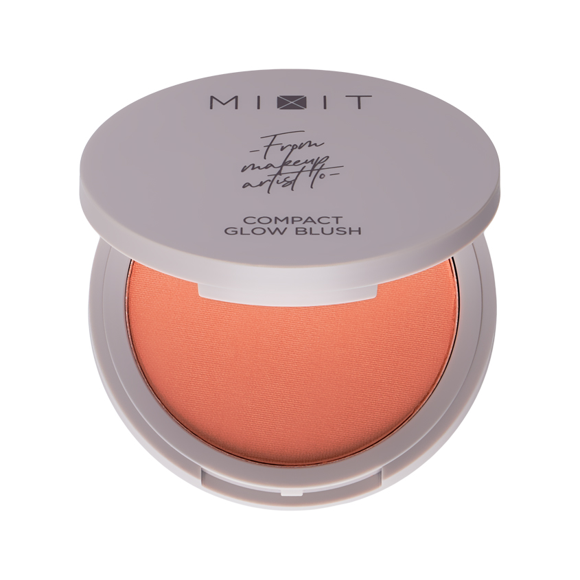 Румяна для лица MIXIT COMPACT BLUSH компактные сияющие тон 02 Peach cream