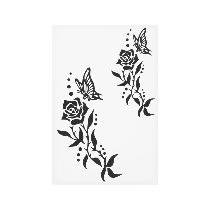 Татуировка для тела DECO. переводная 2 flowers and 2 butterflies