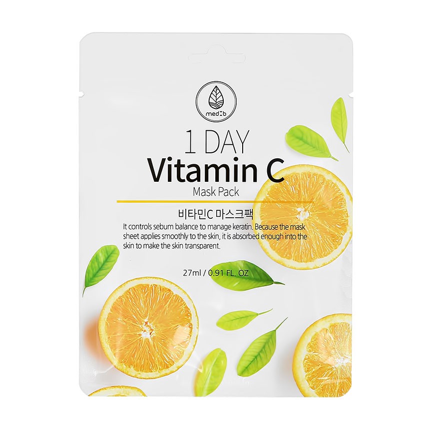 Маска для лица `MED B` 1 DAY с витамином C (для сияния кожи) 27 мл